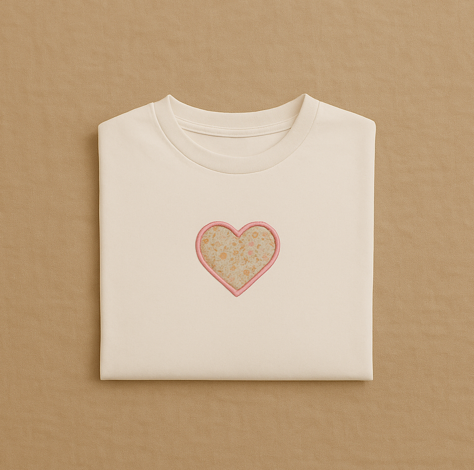 Camiseta personalizada bordada en forma de corazón