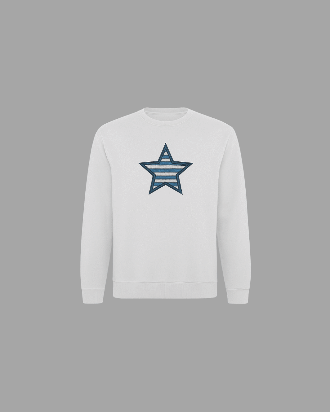 Sudadera sin capucha blanca con bordado en forma de estrella