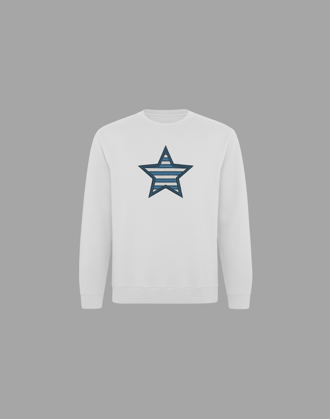 Sudadera sin capucha blanca con bordado en forma de estrella