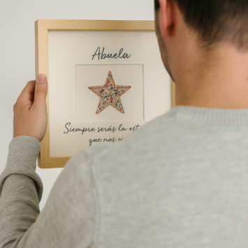 chico mirando cuadro de su abuela