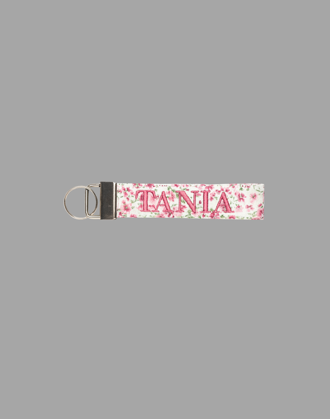 llavero floral rosa con nombre