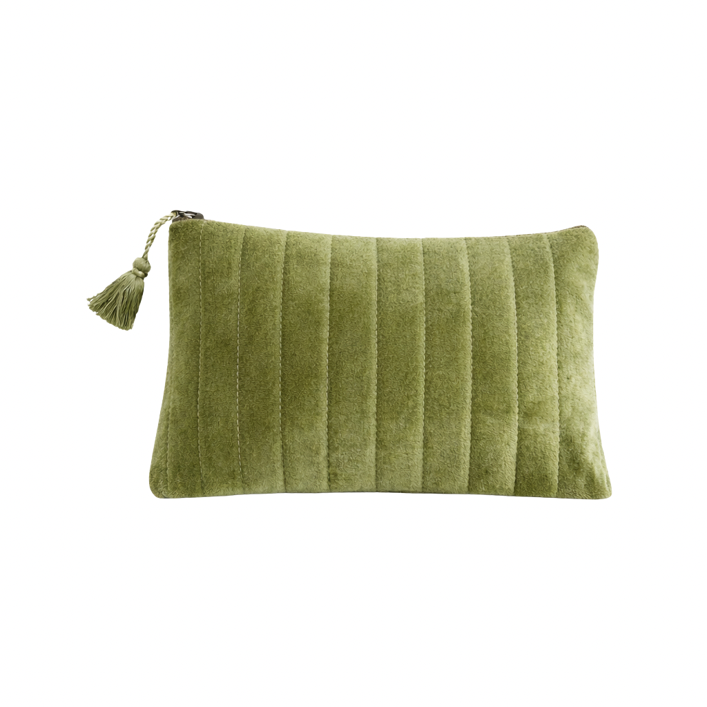 Neceser aterciopelado verde trasera